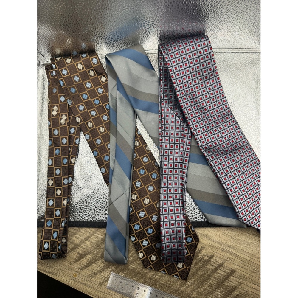 Lot of 3 Mens Ties Stafford Croft & Barrow Elder-Beerman Geometric Striped Silk